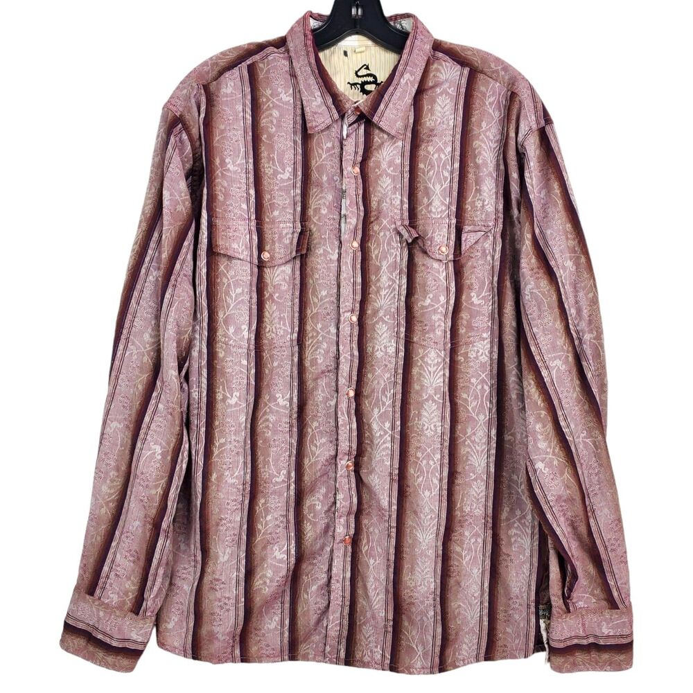 SCULLY Shirt Mens XL Multicolor Striped Paisley Floral Casual Western Outdoor